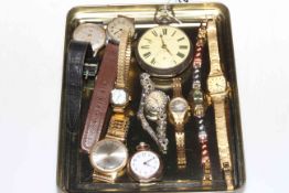 Gents silver pocket watch, fob watch and eight wristwatches (10).