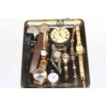 Gents silver pocket watch, fob watch and eight wristwatches (10).