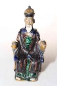 Chinese pottery figure of seated elder, 15cm.