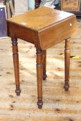 Small 19th Century mahogany drop leaf occasional table on turned legs,