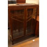 Early 20th Century mahogany two door china cabinet and oak drop leaf dining table (2).