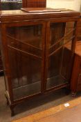 Early 20th Century mahogany two door china cabinet and oak drop leaf dining table (2).