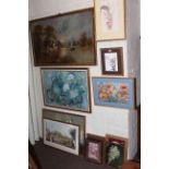 Large collection of paintings and pictures including large oil landscape, limited edition prints,