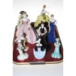 Eight Coalport figurines, Going Gala, The Fairytale Begins, Hilary, Stunning in Black, Lady Eliza,