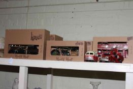 Six Kreatif Kraft hand painted model vehicles and three similar metal vehicles.