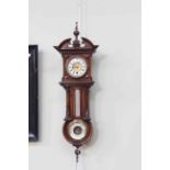Victorian walnut cased wall clock-barometer.