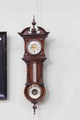 Victorian walnut cased wall clock-barometer.