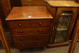 Small Victorian mahogany four drawer chest on turned legs and Victorian walnut glazed door music