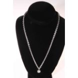 Italian 9 carat white gold chain necklace with seven stone diamond pendant.