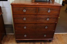 Victorian mahogany chest of two short above three long drawers on turned legs,