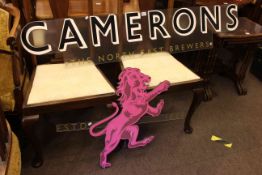 Camerons Brewery and Lion logo wall mounted signs.