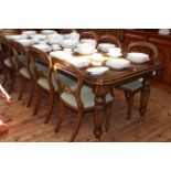 Victorian style mahogany ten pieces dining suite comprising three door chiffonier with raised back