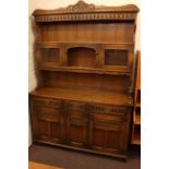 Old Charm oak glazed door top dresser, 199cm high by 138cm wide by 46cm deep.