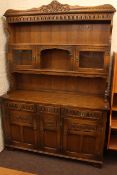 Old Charm oak glazed door top dresser, 199cm high by 138cm wide by 46cm deep.