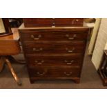 Early 20th century mahogany four drawer chest, 94cm high by 77cm wide by 50cm deep.