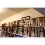 Collection of ten various chairs including pair Edwardian inlaid mahogany bedroom chairs,