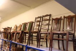 Collection of ten various chairs including pair Edwardian inlaid mahogany bedroom chairs,