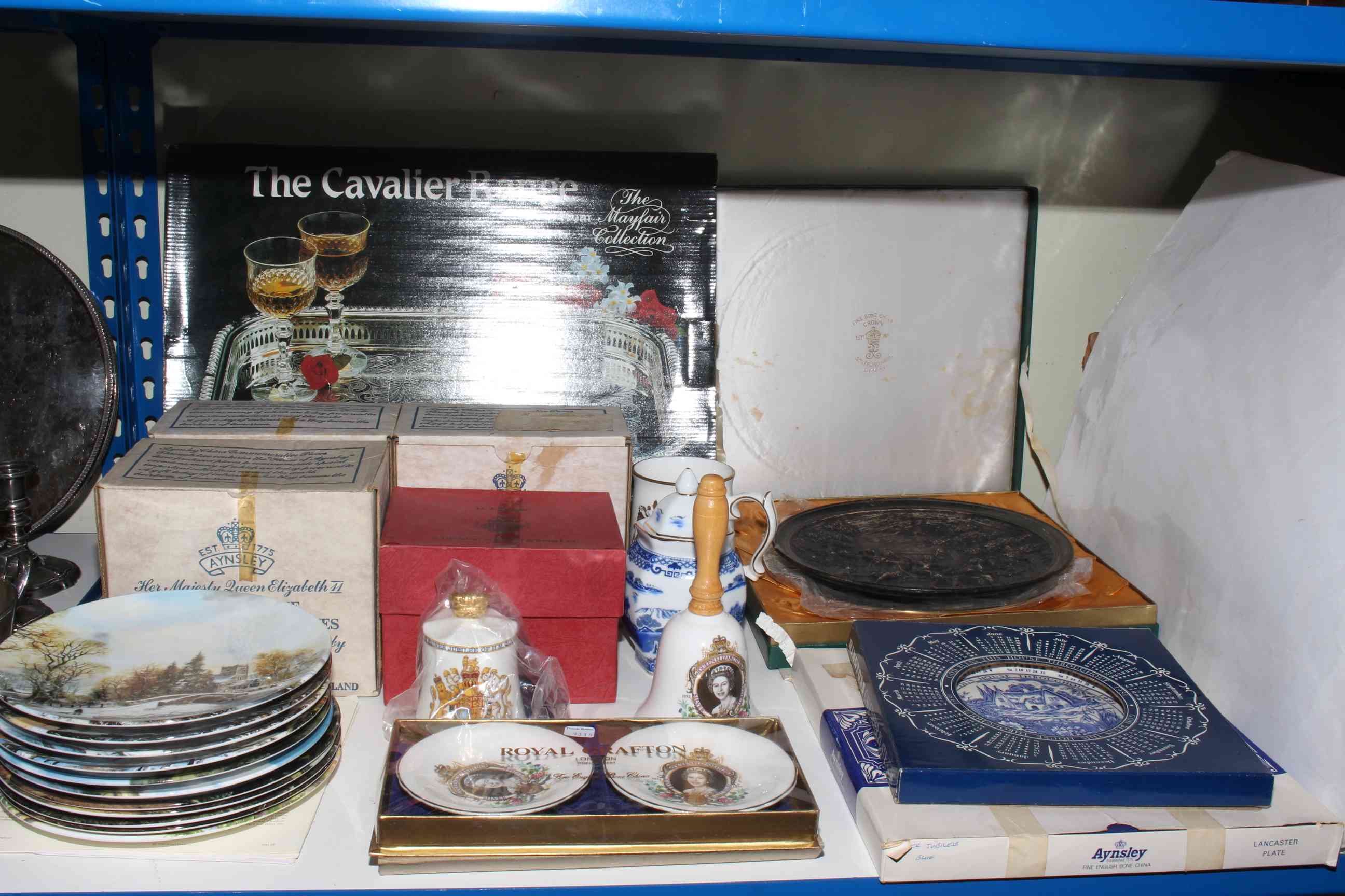 Collectors plates, Aynsley, Commemorative ware, silver plate serving tray, etc.