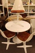 Vintage Arkana Tulip table and three swivel chairs.