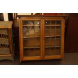 1920's/30's oak leaded glazed two door wall cabinet,