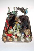 Collection of ornamental birds including Royal Adderley, Raybur, three metalwork bird sculptures,