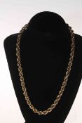 9 carat gold rope twist necklace, 38cm length.