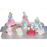 Seven Royal Doulton figurines, Pantalettes, Spring Morning, Alice, Lavinia, Dinky Do,