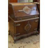 1920's/30's carved oak bureau,