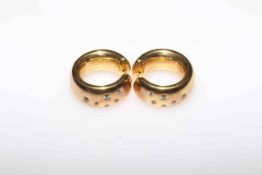 Pair 9 carat gold gem set earrings.