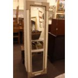 Rectangular ivory painted framed wall mirror, 172.5cm by 50.5cm overall.