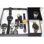 Collection of nine gents wristwatches including boxed Seiko.