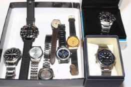 Collection of nine gents wristwatches including boxed Seiko.