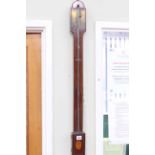 Antique inlaid mahogany stick barometer, 95cm.