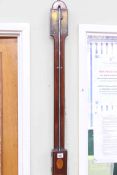 Antique inlaid mahogany stick barometer, 95cm.