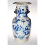 Chinese blue and white vase with figure decoration, 36cm.