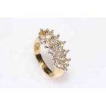 18 carat gold and diamond set ring having sixteen square cut diamonds, size Q.