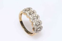 9 carat gold diamond multi-stone set ring, size P/Q.