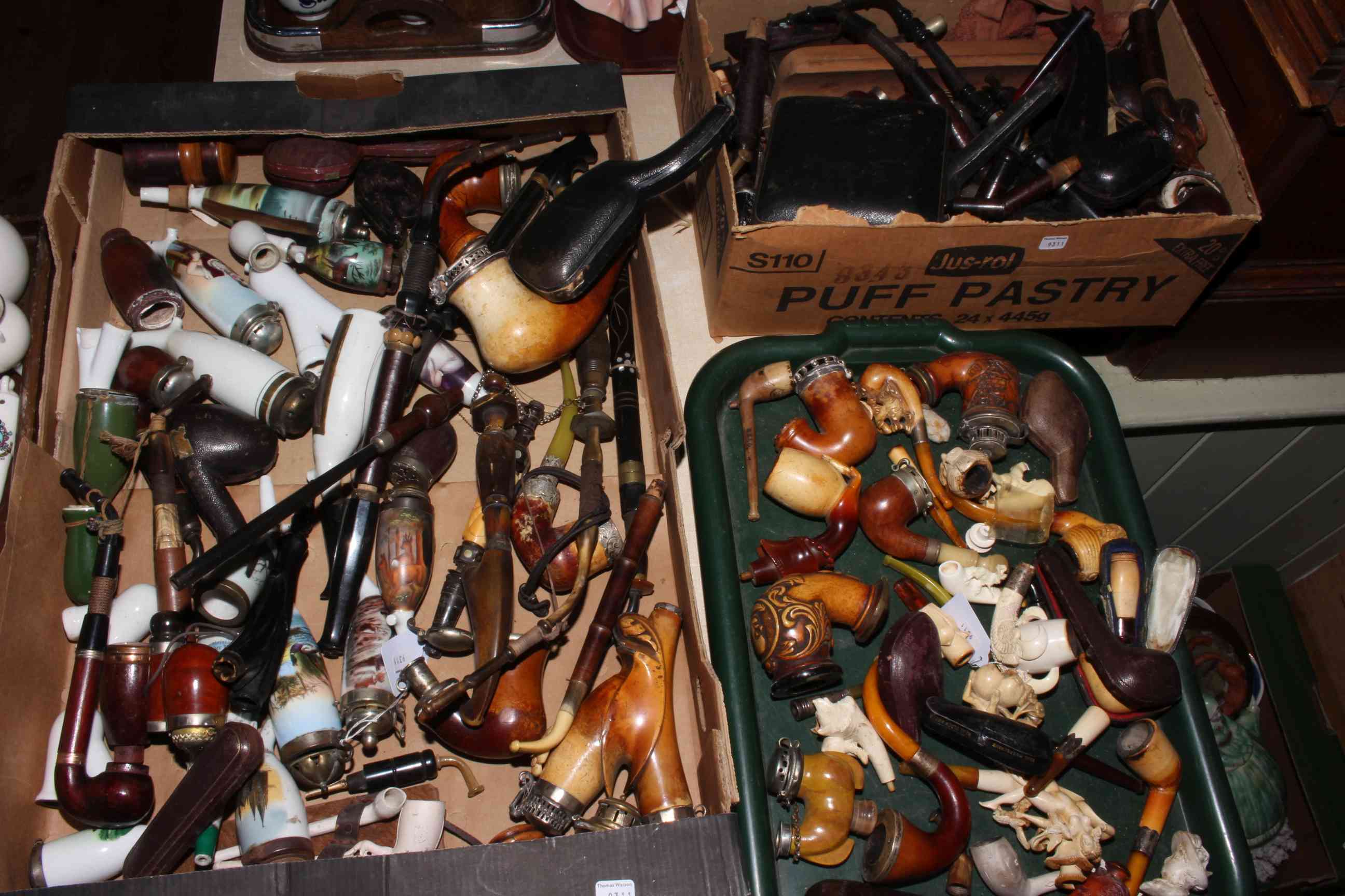 Large collection of assorted pipes, cases,
