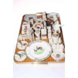 Collection of crested china including Wise Monkey ashtray, St. Paul's, animals, etc.