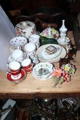 Victorian cheese dome, Beswick horse and foals, Coalport, Colclough floral teaware.