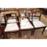 Set of six Victorian mahogany bar back dining chairs on turned legs.