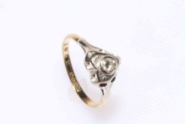 18 carat gold solitaire diamond ring in heart shape setting, size Q.