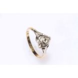 18 carat gold solitaire diamond ring in heart shape setting, size Q.