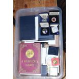 Large assortment of gold plated coins including Piedfort, cased commemorative medallions,