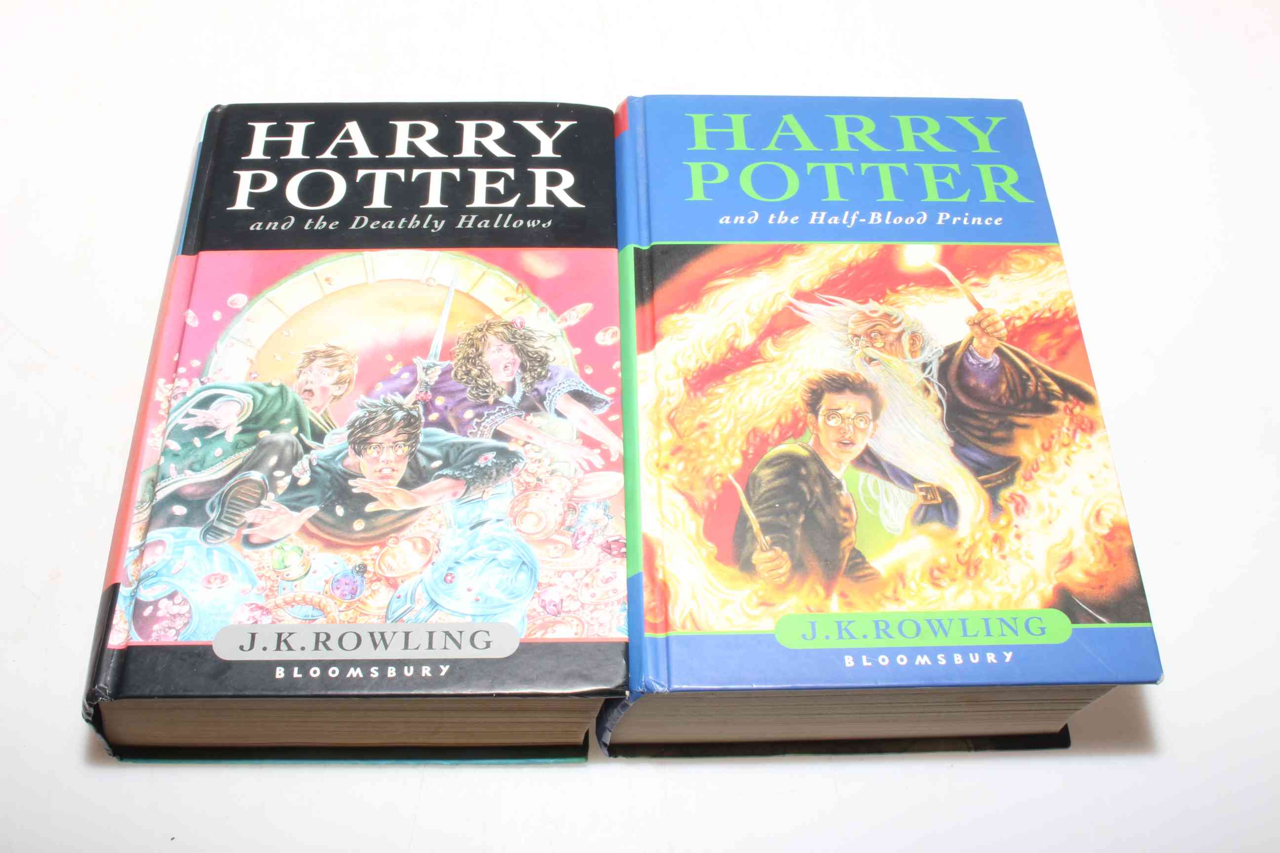 Harry Potter, two first editions, Deathly Hallows and Half-Blood Prince.