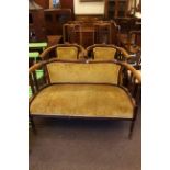 Late 19th/early 20th Century seven piece inlaid mahogany parlour suite comprising settee,