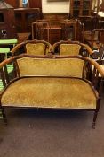 Late 19th/early 20th Century seven piece inlaid mahogany parlour suite comprising settee,