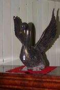 Composite bronzed model of a swan, 68cm.