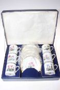 Royal Worcester floral design six cups and five plates in box.