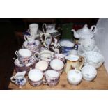 Collection of Victorian pottery including jugs, teaware, teapot, etc.